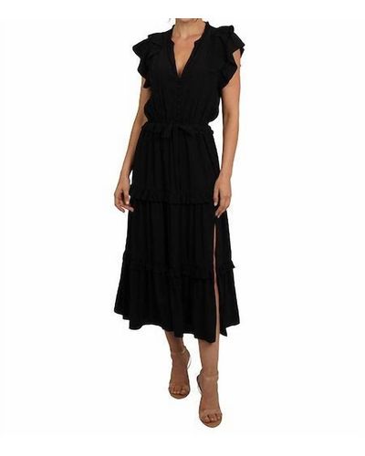 Love Token Savannah Tiered Midi Dress - Black
