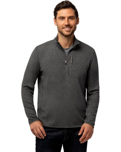 Free Country Altitude Quilt Long Sleeve 1/2 Zip Mock Neck Shirt - Black