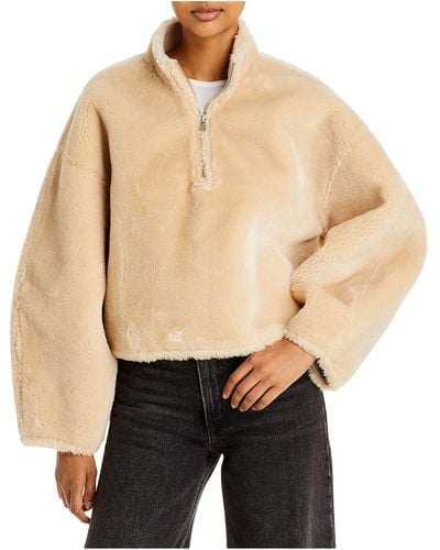 FRAME Popover Long Sleeves Faux Fur Coat - Natural