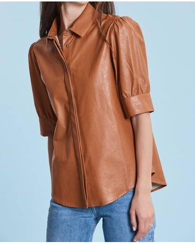 tyler boe Alice Faux Leather Shirt - Brown