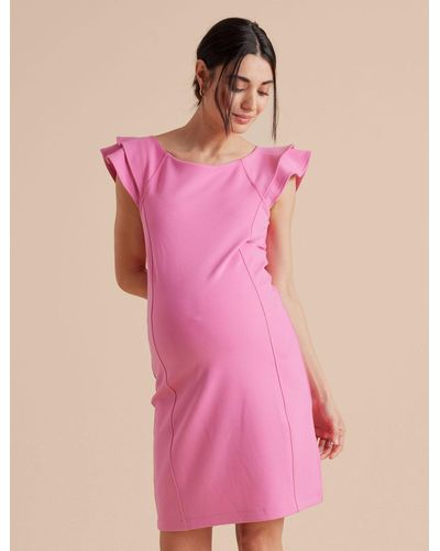A Pea In The Pod Sculpted Flounce Ponte Sheath Maternity Dress - Pink