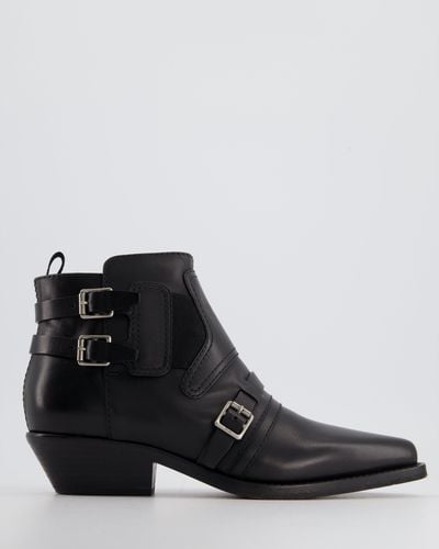 Dior Leather Ankle Boot With Silver Buckle - Black