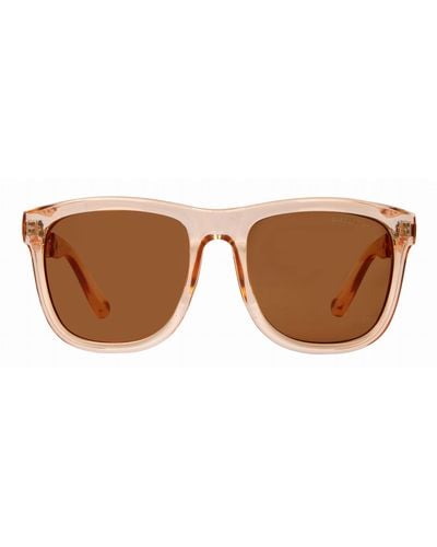 Suzy Levian Pink Clear Rose Gold Chain Accent Sunglasses - Black