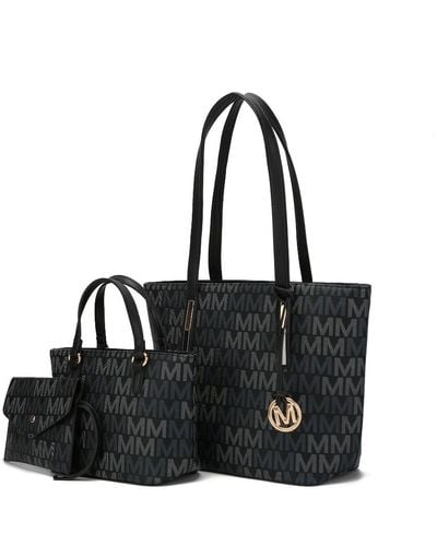 MKF Collection by Mia K 3pc Aylet M Tote With Mini Bag And Wristlet Pouch - Black