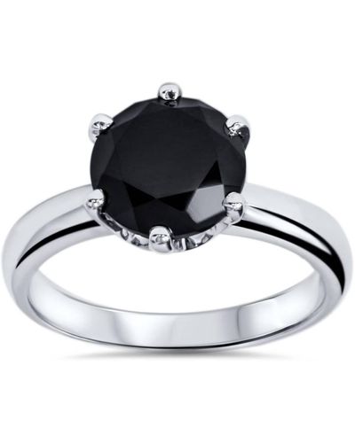 Pompeii3 2 Ct Treated Black Diamond Solitaire Engagement Ring 14k Gold