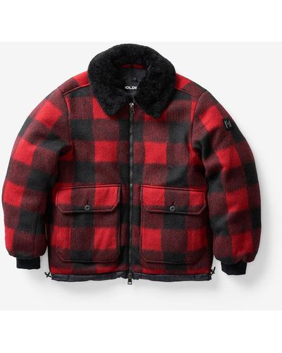 Holden M Down Field Jacket - Black Plaid - Red