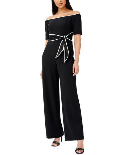 Adrianna Papell Off-the-shoulder Wide Leg Jumpsuit - Black