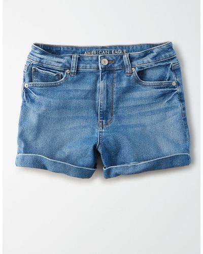 American Eagle Outfitters Ae Stretch Denim Mom Shorts - Blue