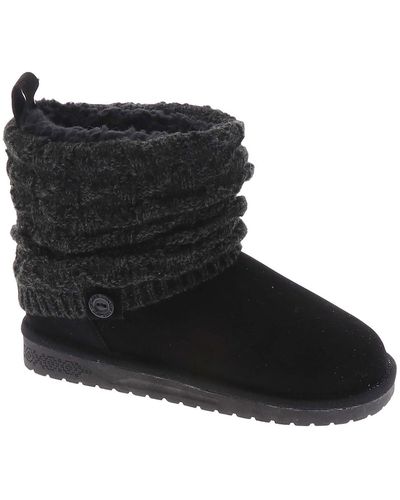 Muk Luks Laurel Faux Fur Lined Faux Suede Winter & Snow Boots - Black