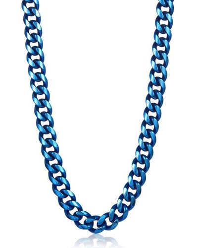 Crucible Jewelry Crucible Los Angeles 14mm Stainless Steel Curb Necklace - Blue