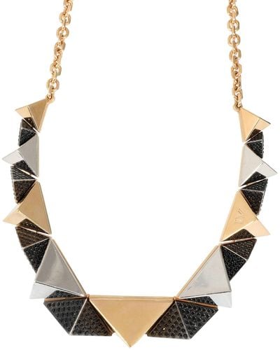 Louis Vuitton Gold Tone Pyramid Stud Necklace - Metallic