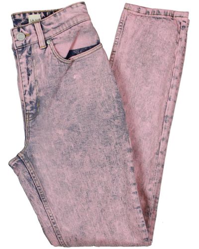 La Vie Rebecca Taylor Acid Wash Straight Leg Slim Jeans - Pink