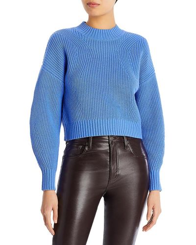 Aqua Cable Knit Warm Pullover Sweater - Blue