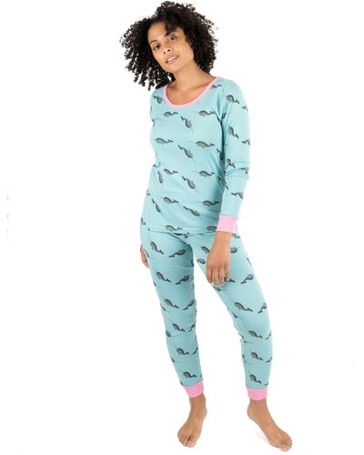 Leveret Two Piece Cotton Pajamas Whale - Blue