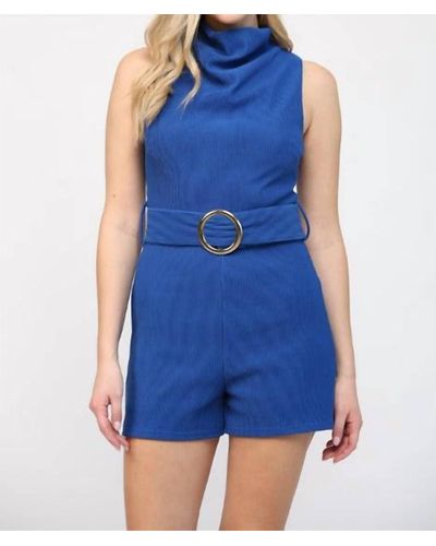 Fate Phoebe Ribbed Romper - Blue