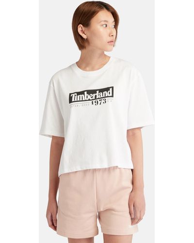 Timberland Linear-logo Cropped T-shirt - White