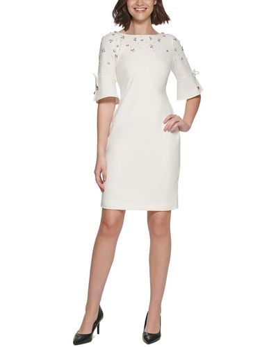 Karl Lagerfeld Embellished Polyester Cocktail And Party Dress - Natural