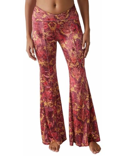 Free People Hold Me Closer Bell Bottom Pants - Red
