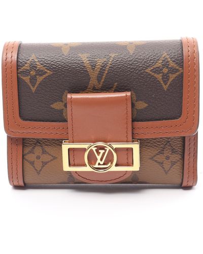 Louis Vuitton Portefeuil Dauphine Compact Monogram Reverse Trifold Wallet Pvc Leather Beige - Multicolor