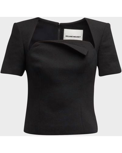 Roland Mouret Origami Short Sleeve Top - Black