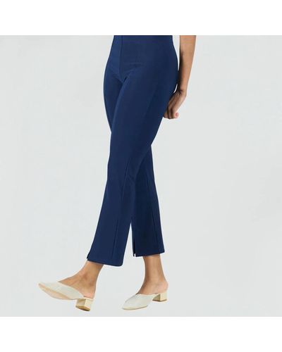 Clara Sunwoo Solid Center Seam Soft Knit Ankle Pant With Slit-front Hem - Blue