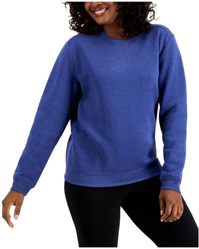 Karen Scott Crewneck Long Sleeve Sweatshirt - Blue