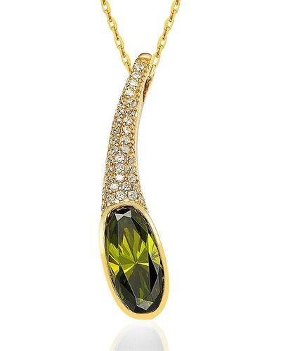 Suzy Levian Sterling Silver18k Gold Cubic Zirconia Necklace - Green