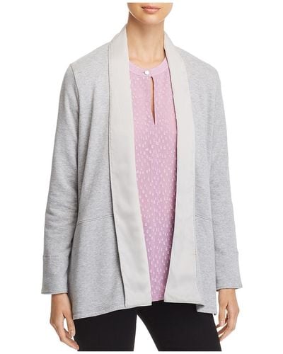 Donna Karan Relaxed Open Front Cardigan Sweater - White