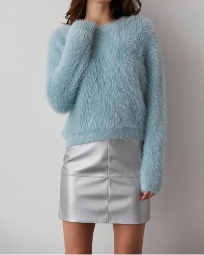 Crescent Natalie Vegan Column Mini Skirt - Blue