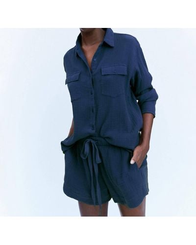 The Great The Gauze Rancho Top In Nautical Navy - Blue