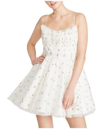 ML Monique Lhuillier Mesh Glitter Cocktail And Party Dress - White
