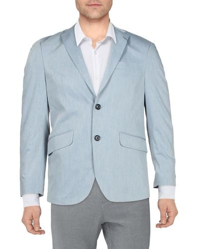 Kenneth Cole Woven Long Sleeves Two-button Blazer - Blue