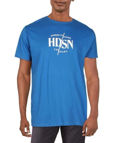 Hudson Jeans Distressed Crew Neck Graphic T-shirt - Blue