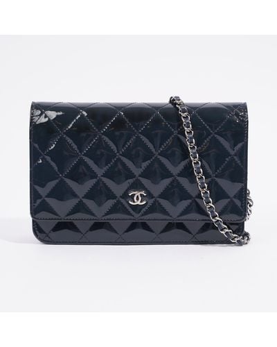 Chanel Wallet On Chain Midnight Patent Leather - Blue