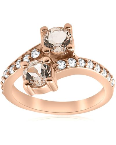 Pompeii3 1 1/2ct Morganite & Diamond 2-stone Forever Us Engagement Ring - Metallic