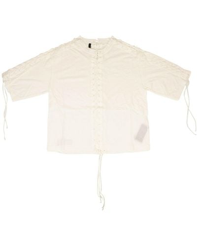 Unravel Project Lace Up T-shirt - Ivory - White