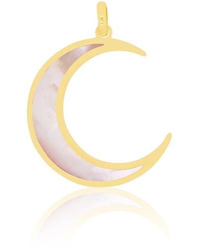 The Lovery Large Mother Of Pearl Crescent Moon Charm - Metallic