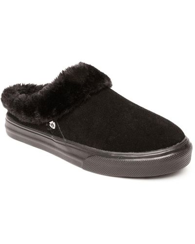 Minnetonka Windy Suede Faux Fur Lined Slip-on Sneakers - Black