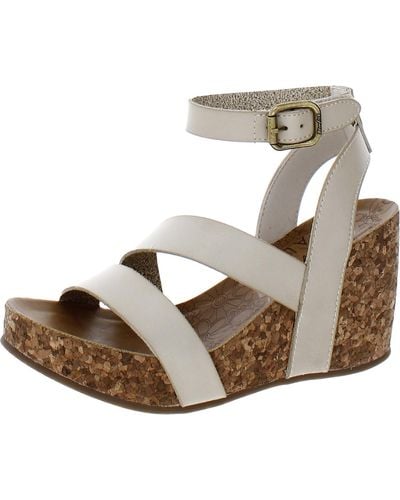 Blowfish Faux Leather Ankle Stap Wedge Sandals - Natural