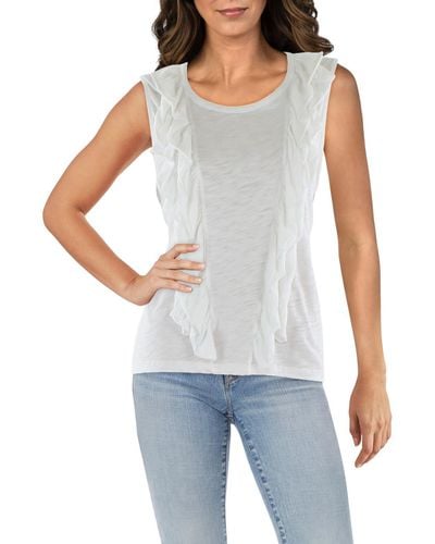 Goldie Cascade Ruffle Burnout Pullover Top - White