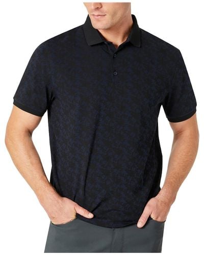 Kenneth Cole Printed Cotton Polo - Black