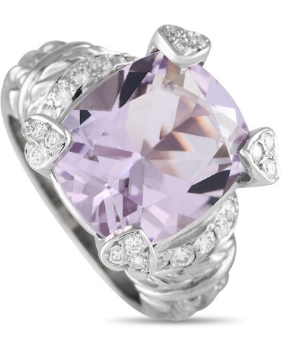 Judith Ripka 18k Gold 0.25ct Diamond And Pink Quartz Ring Jr33-122223 - Gray