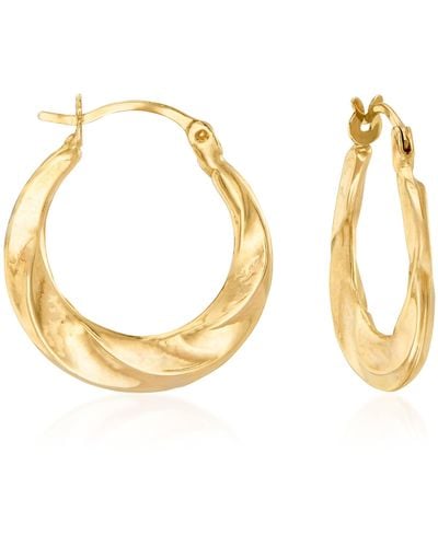 Ross-Simons 14kt Gold Twisted Hoop Earrings - Metallic
