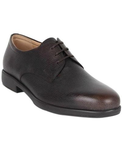 Ferragamo Pebble Leather Oxford Shoe - Black