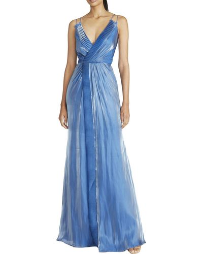 THEIA Shimmer Maxi Evening Dress - Blue