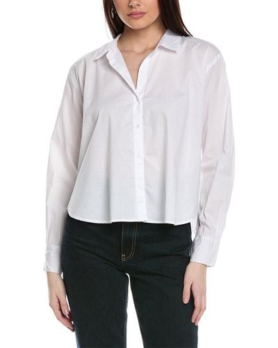 Splendid Cropped Poplin Button-down Shirt - White