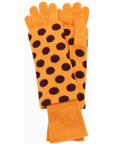 Portolano Two In One Gloves And Armwarmer In Polka Dots - Brown