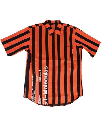 Marcelo Burlon Cotton Button Down Shirt - Orange And Black