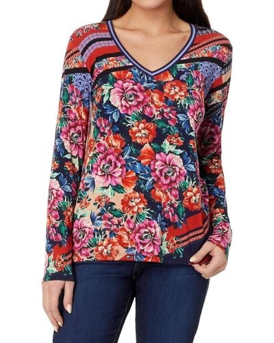 Johnny Was Janie Favorite Long Sleeve Blouse - Red