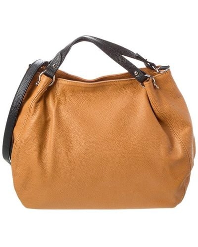 Italian Leather Top Handle Bag - Brown